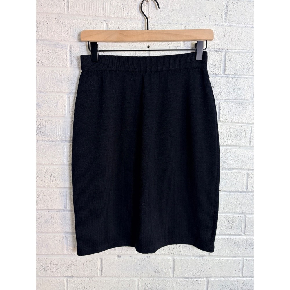 St. John Black Knit Pencil Skirt